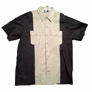 Dickies Two Tone Brown Colorblock Button Up Shirt Short Sleeve Size XL NWOT